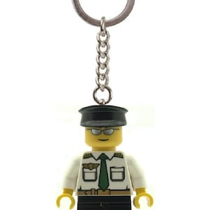 Airline Pilot Minifigure in White Shirt Keychain Custom made with LEGO parts