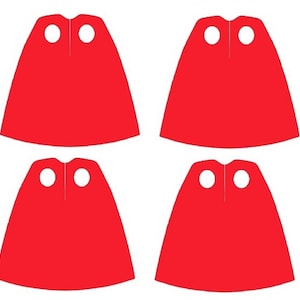 Pack of 4 Capes Red For Minifigures,  Minifigs