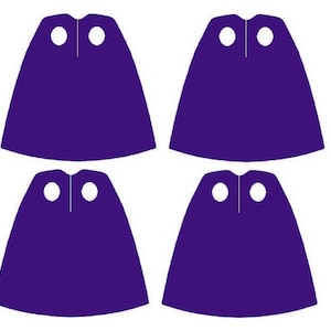 Pack of 4 Capes Purple For Minifigures,  Minifigs