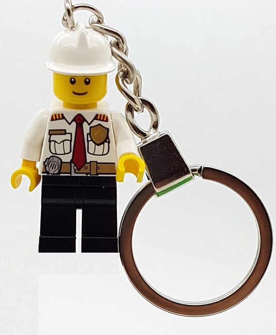 Minifigure Di Vigile Del Fuoco In Bianco Camicia Portachiavi Etsy