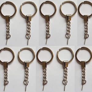 10 x High Quality Solid Silver Tone Solid Split Ring Keychains with Small Screw