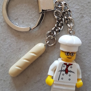Koch Minifigur mit Brotkasten Schlüsselanhänger - Handgemacht aus LEGO Teilen