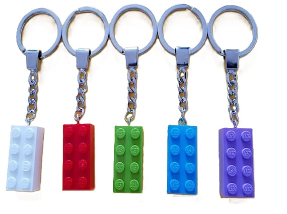 5 X Brick Keychains Keyrings (2x4 Stud) Mixed Colours NEW Party