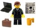 Business Man Minifigure with Computer, Briefcase, Newspaper and Mug  Made From LEGO Parts 