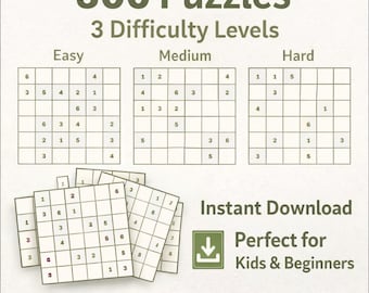 6X6 Sudoku Puzzle Pack | 300 Easy-Hard Games (PDF Download)