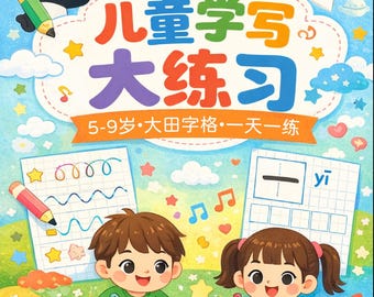 Chinese Character Tracing Workbook for Kids Ages 5-9 | 100 Pages Printable PDF (Digital Download)