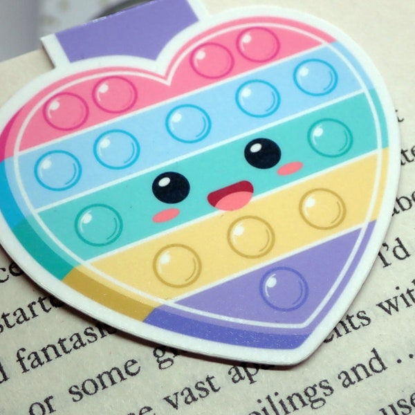 Kawaii Pop it  MAGNETIC Bookmark Fun Gift for Book Lover Bookish Mothers Day Christmas Teacher Book Shop Birthday Fidget Toy Inspired