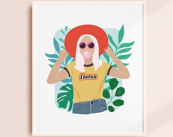 Boho Wall Decor, Feminist Art Print, Girl Power Print Female Body Figure Gallery Wall Print, Woman Illustration Dorm Room Decor Gift for Her