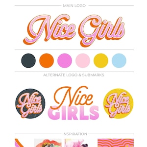 Modelo de kit de marca, design de logotipo retrô para pequenas empresas, carimbo de logotipo moderno divertido Boho vintage, logotipo de corretor de imóveis de identidade de marca, pacote de marca