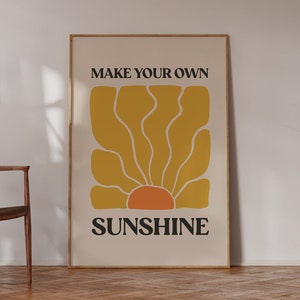 Affiche rétro à la mode, faites votre propre impression de soleil, art mural à la mode téléchargeable impression citation mur impression Illustration vintage rétro décoration murale