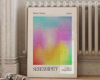 Positive Aura Gradient Poster, Grainy Gradient, Retro Aura Poster, Aesthetic Room Decor, Psychedelic Decor, Dorm Decor, Affirmation Poster