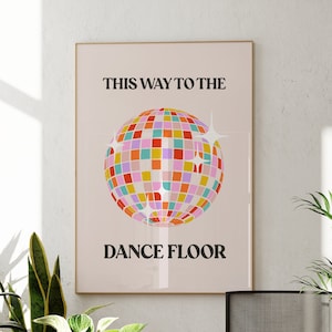 Disco Ball Print, Trendy Wall Art, Dance Floor Poster, Music Wall Art Funky Retro Poster Dance Studio Decor Disco Wall Print Dorm Room Decor