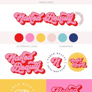 Vintage Logo Boho Branding Kit, 70s Retro Logo Design, Bohemian Feminine Branding Package, Blogger Boutique Beauty Logo Influencer Media Kit