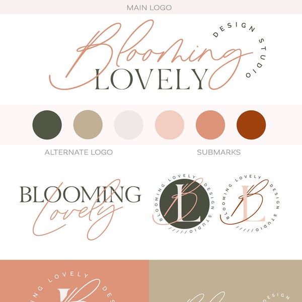 Minimalist Logo Branding Kit, Photography Logo Branding Package, Boho Logo Feminine Logo Design Custom Signature Logo, Modern Blog Logo Set