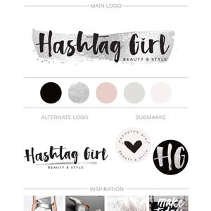 Branding Paket Silberfolie Logo-Set, handgeschriebenes Logo-Design, vorgefertigtes Branding-Kit, Pinselschrift-Logo, modernes Mode-Blog-Logo-Wasserzeichen
