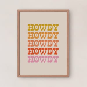 Retro Wall Art, Trendy Aesthetic Print, Funny Art Digital, Western Home Decor, Howdy Entryway Sign, Boho Wall Decor, Downloadable Prints