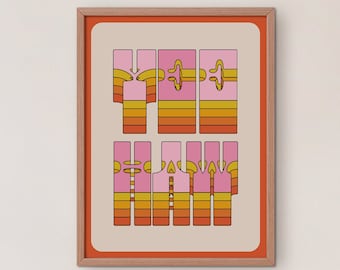 Yee Haw Art Poster, Trendy Wall Print, Retro Wall Art, Preppy Room Decor, Western Prints, Groovy Cowgirl, Y2k Dorm Decor, Digital Download