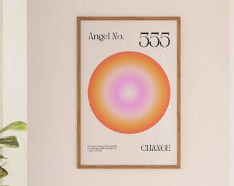 Angel Number Poster 555 Instant Download, Gradient Aura Poster, Trendy Wall Art, Dorm Room Decor, Printable Poster, Energy Spiritual Gifts