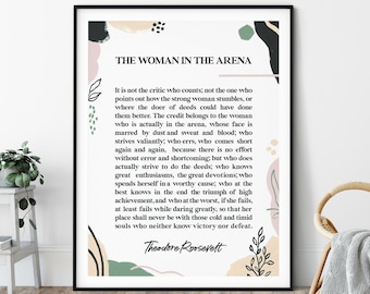 Vrouw in de Arena, gedurfd enorm afdrukbare quote feministische Art Print, empowered vrouwen vrouwelijke empowerment Girl Power graduatiegift voor haar