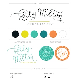 Pacote de marca de logotipo manuscrito, design de logotipo personalizado, kit de marca pré-fabricado, modelo de logotipo de script de estilo de vida de fotografia para pequenas empresas