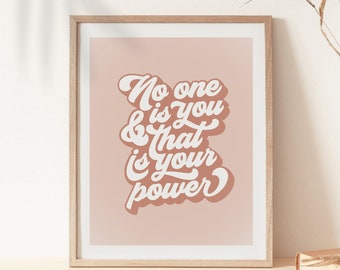 Feminist Art Print, Typography Poster, Retro Hand Lettered Motivational Quote, Modern Wall Art, Dorm Room Decor for Girls Gifts for Mom Wife