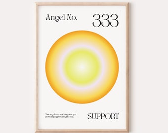 Angel Number Poster 333 Spiritual Poster, Pretty Aura Poster, Gradient Aura Print, Trendy Wall Art, Manifestation Art, Aesthetic Room Decor