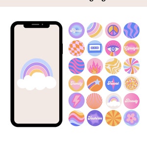 Retro Instagram Highlight Covers, 70s Instagram Stories Covers, Vintage IG Story Covers, 70s Instagram Story Icons, Boho Insta Template