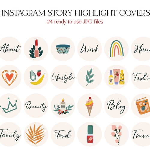 24 Instagram Story Highlight Icons Boho Pink Instagram - Etsy