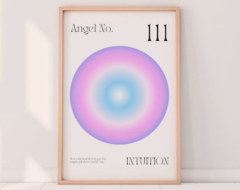 Angel Number Poster 111 Instant Download Manifestation Aura Poster, Gradient Art Print, Angel Number Print  Trendy Wall Art, Spiritual Gifts