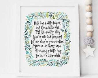 Hold Him A Little Longer, Nursery Print Boys Room Decor Baby Boy Nursery Wall Art Printable Boy Decor Baby Shower Gift Boy Nursery Printable