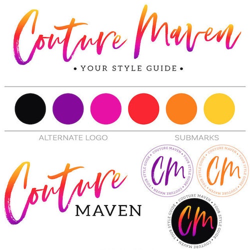 Ombre Modern Logo Kit Makeup Logo Branding Package Fashion - Etsy