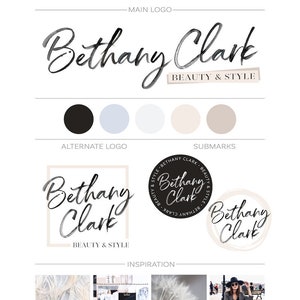 Pacote de branding pré-fabricado Design de logotipo moderno Logotipo de fotografia Marca d'água Kit de branding mínimo Pacote de logotipo em aquarela Beleza Moda Blogger Logo