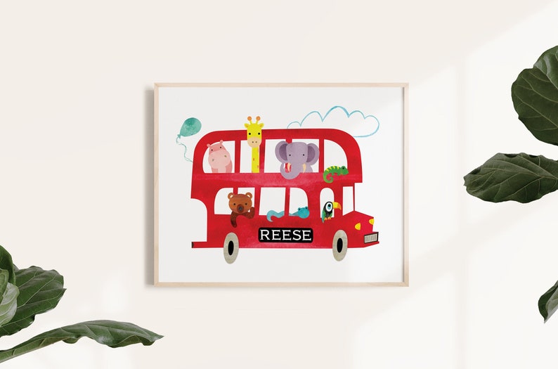 Personalized Name Print Custom Name Wall art London Bus Etsy