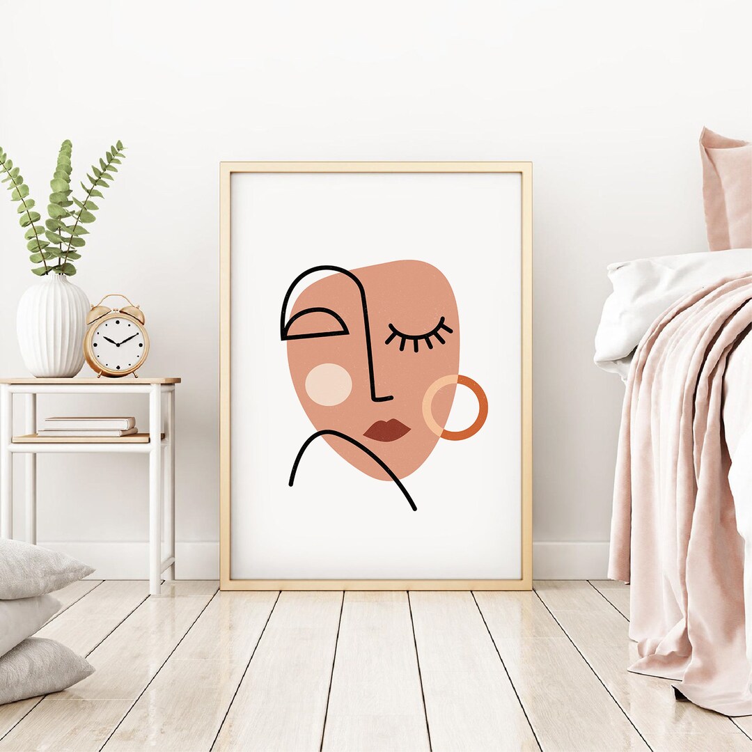 Abstract Woman Face Printable Wall Art, Line Drawing Minimalist Eyelash ...