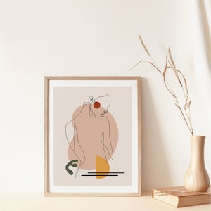 Woman Silhouette Line Drawing Abstract Face Line Art Print Boho Wall Print Terracotta Minimal Modern Wall Art Woman Figure Fashion Printable