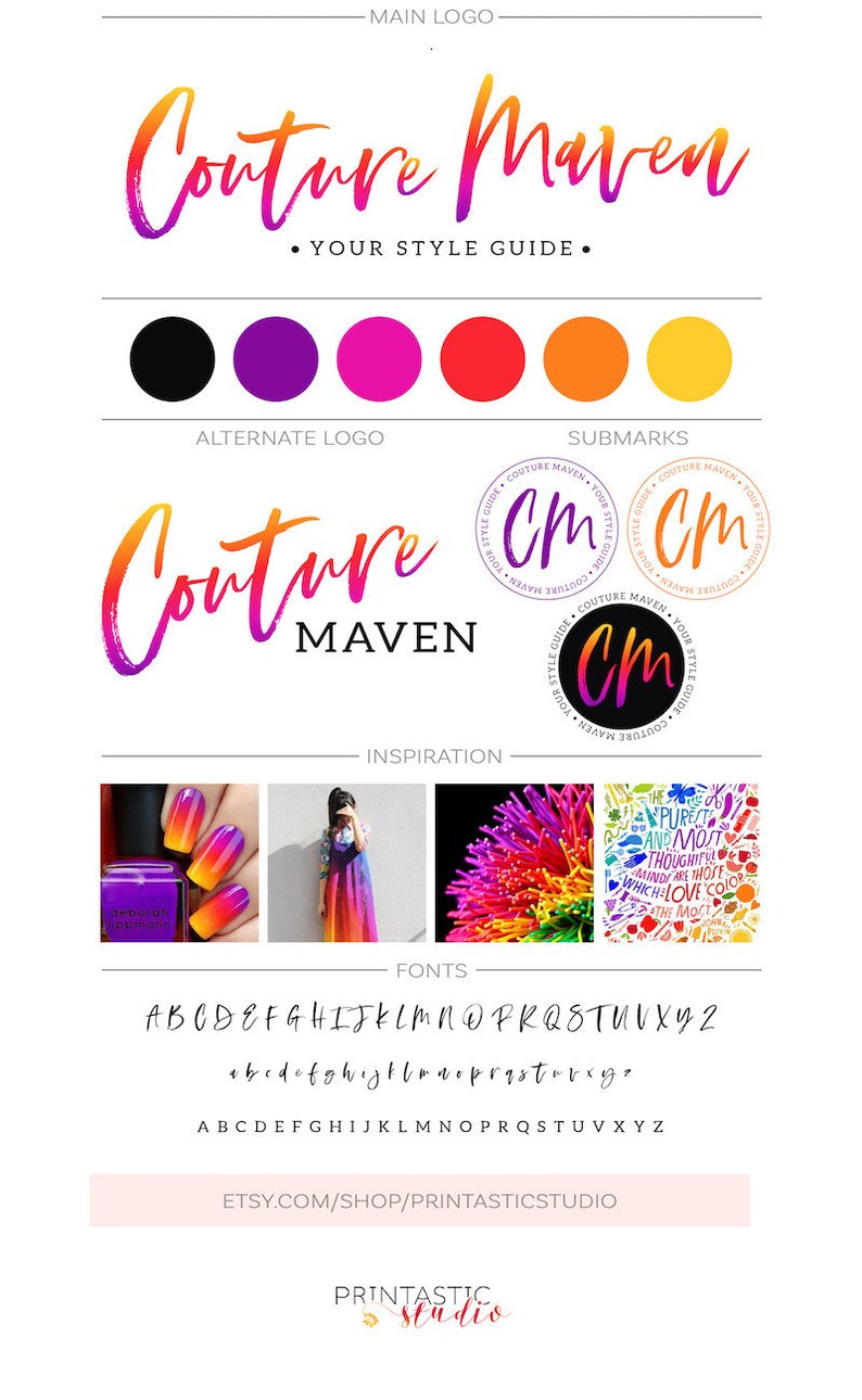 Ombre Modern Logo Kit Makeup Logo Branding Package Fashion Etsy