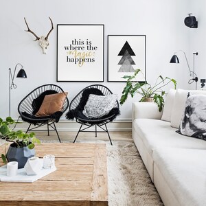 This Is Where the Magic Happens, Office Decor, Inspirational Quote, Scandinavian Print, Typography Print Black & White, Printable Quote Art image 2