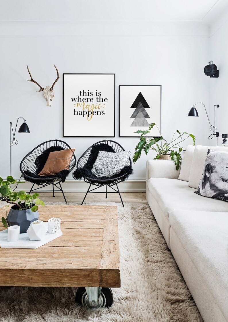 This Is Where the Magic Happens, Office Decor, Inspirational Quote, Scandinavian Print, Typography Print Black & White, Printable Quote Art image 2
