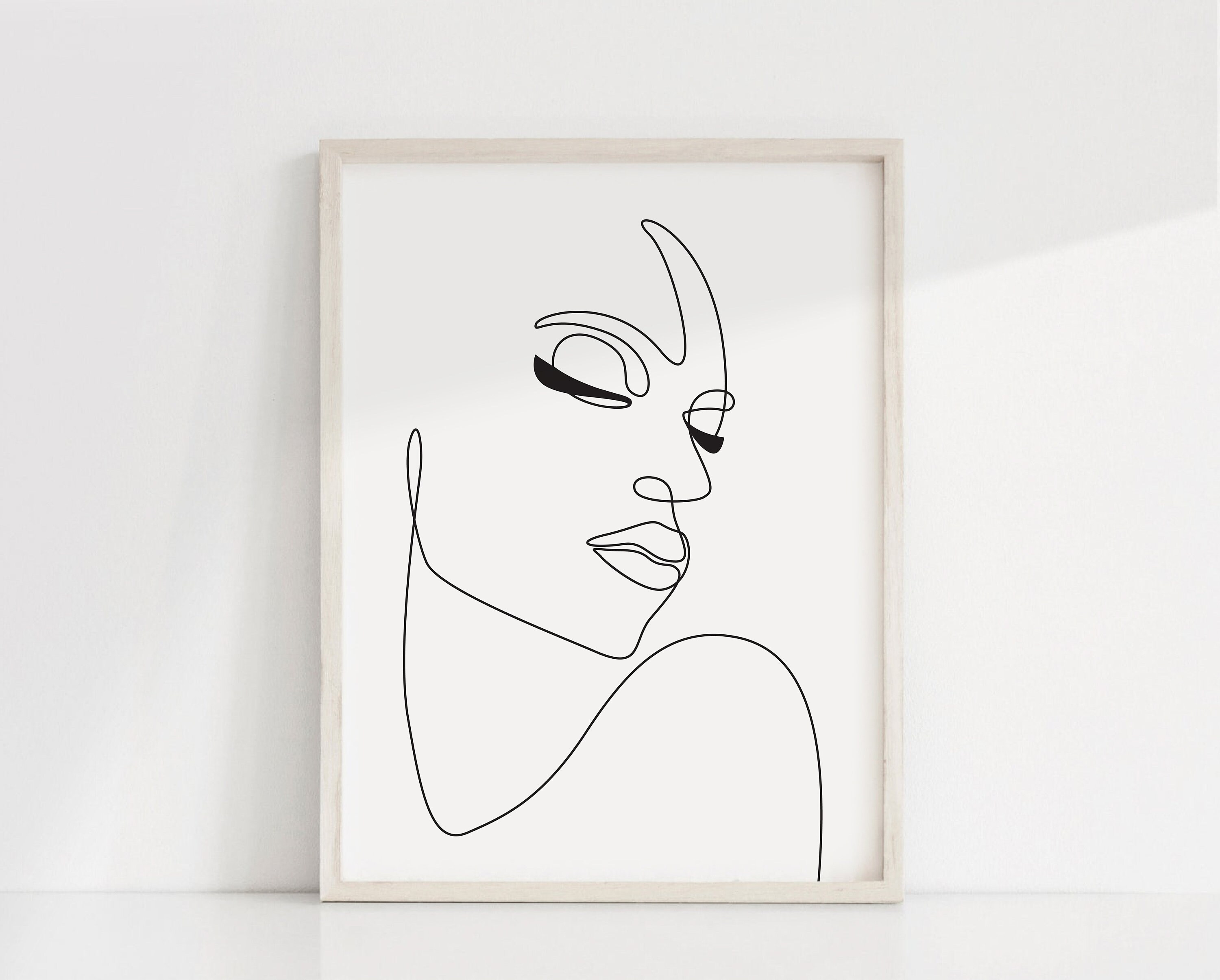Abstract Art Print Woman Face One Line Drawing, Continuous Line Female ...