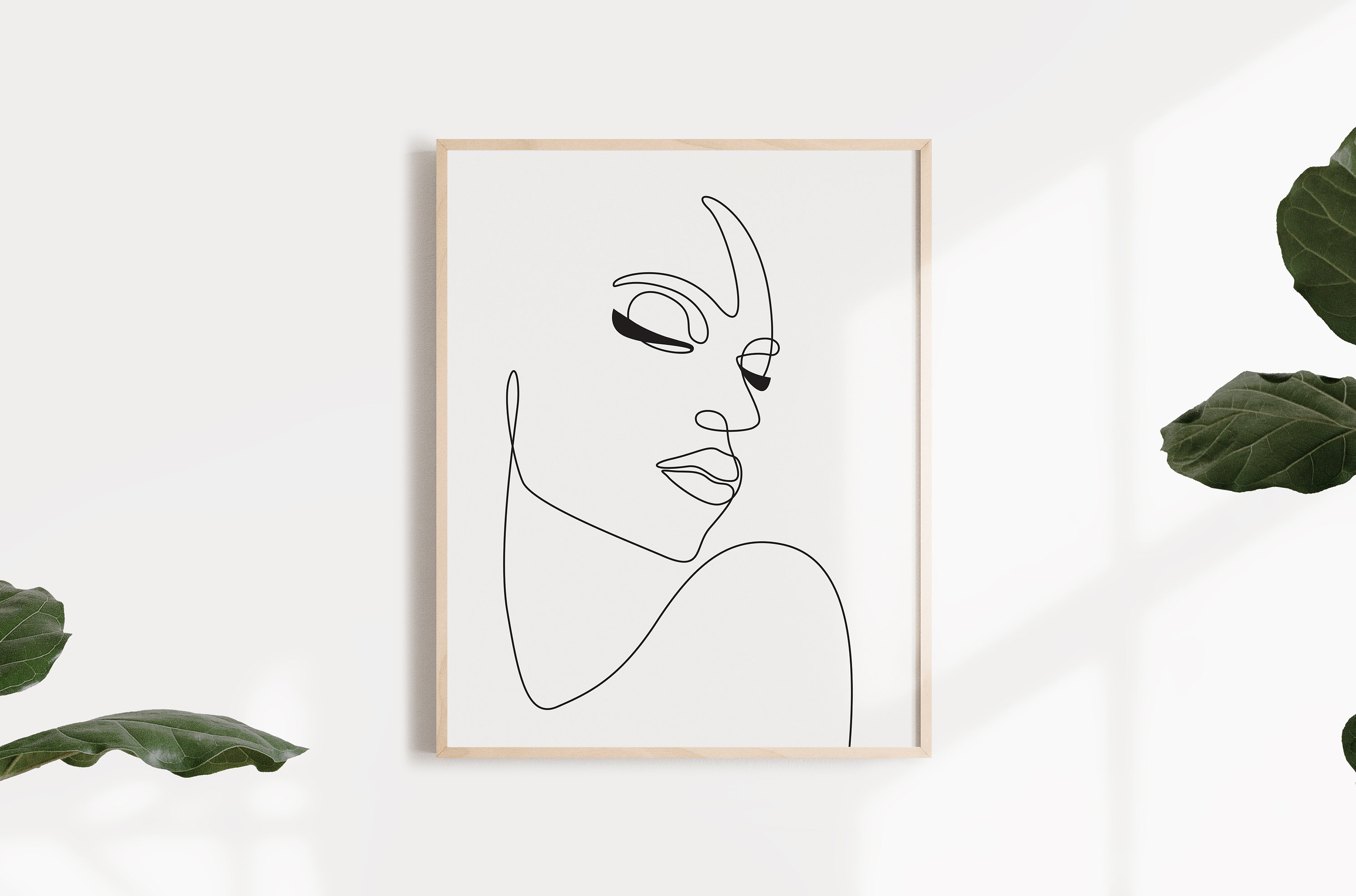 Abstract Art Print Woman Face One Line Drawing, Continuous Line Female ...