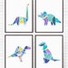 Dinosaur Print Set, Dinosaur Wall Art, Dinosaur Nursery Set, Nursery ...