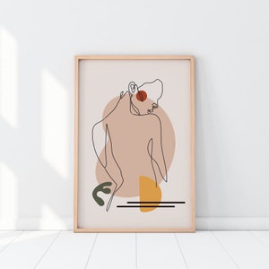 Op de afbeelding: Lijntekening van een persoon met een rode cirkel op de schouder, tegen een achtergrond van abstracte vormen in tinten roze, groen, geel en bruin.