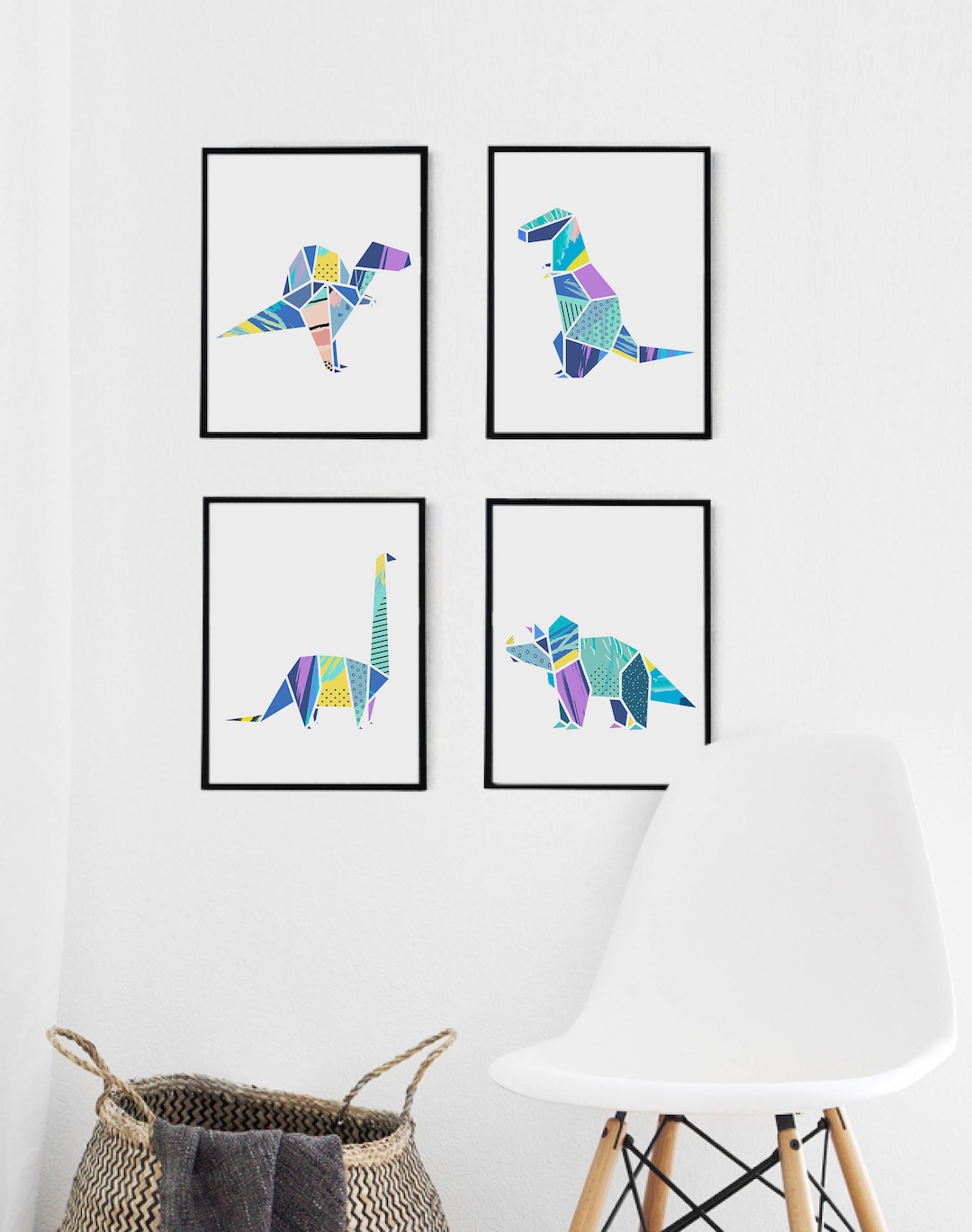 Dinosaur Print Set, Dinosaur Wall Art, Dinosaur Nursery Set, Nursery ...