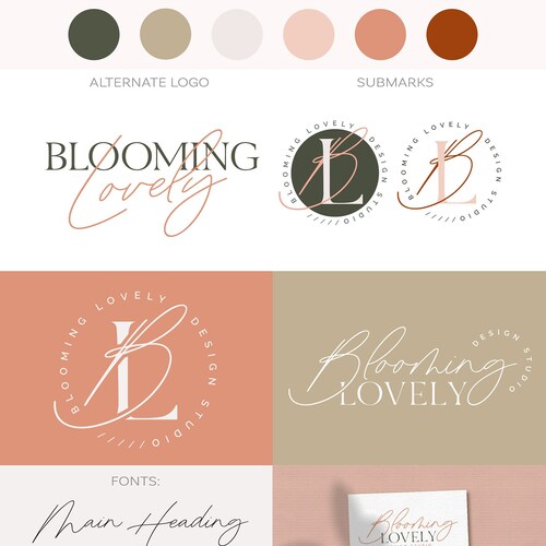 Minimalist Logo Branding Kit, Photography Logo Branding Package, Boho Logo Feminine Logo Design Custom Signature Logo, Modern Blog Logo Set
