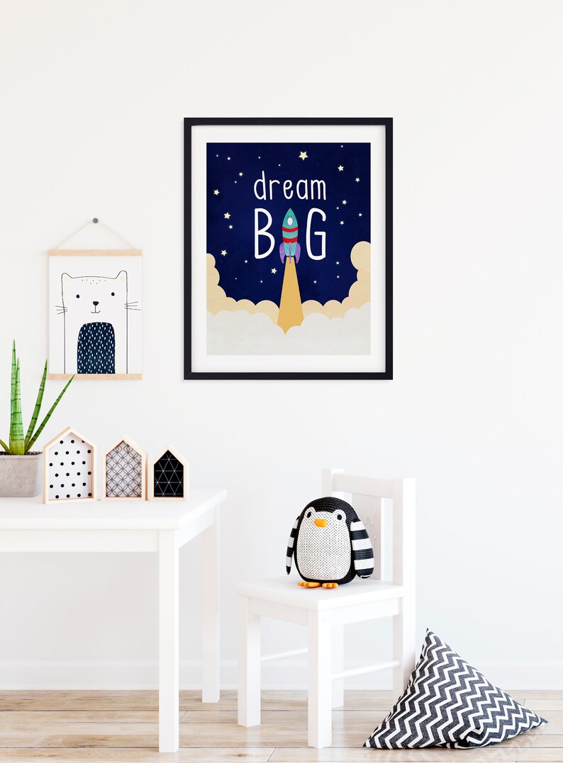 Dream Big Print Outer Space Nursery Decor Baby Boy Nursery Etsy