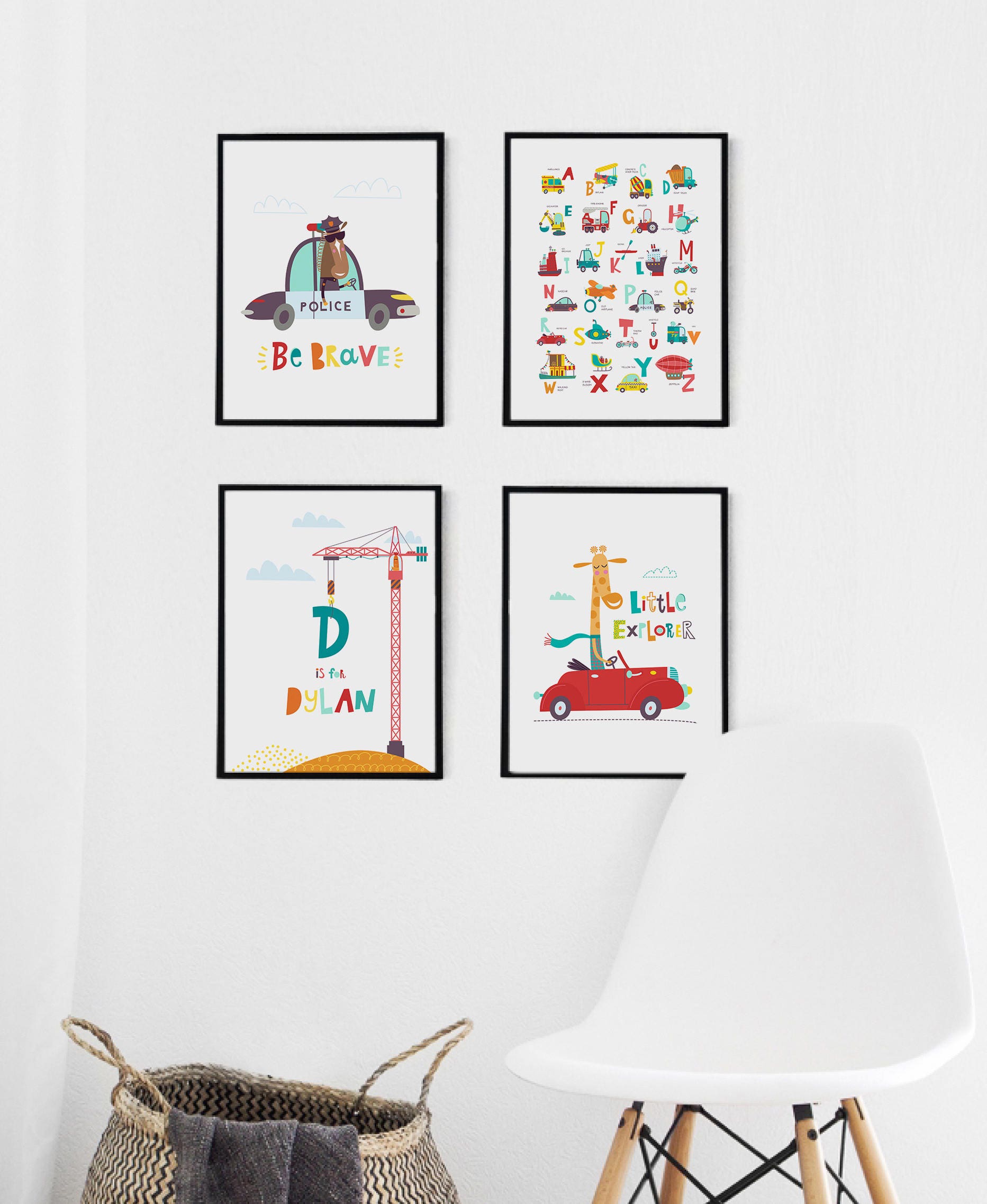 Animal Nursery Decor Boy Nursery Set of 4 Prints Cars Nursery Etsy