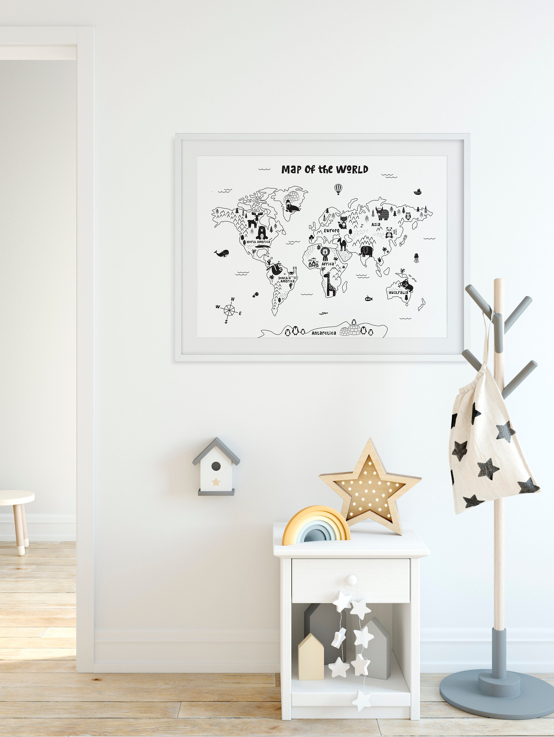 World Map Nursery Prints & Posters | Kids Playroom Wall Art – The