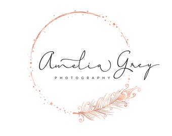 Boho Feather Logo, Custom Logo design, Rose Gold Branding Circle Logo, Photography Watermark Logo, Bohemian Marketing, Modern Etsy Shop Logo