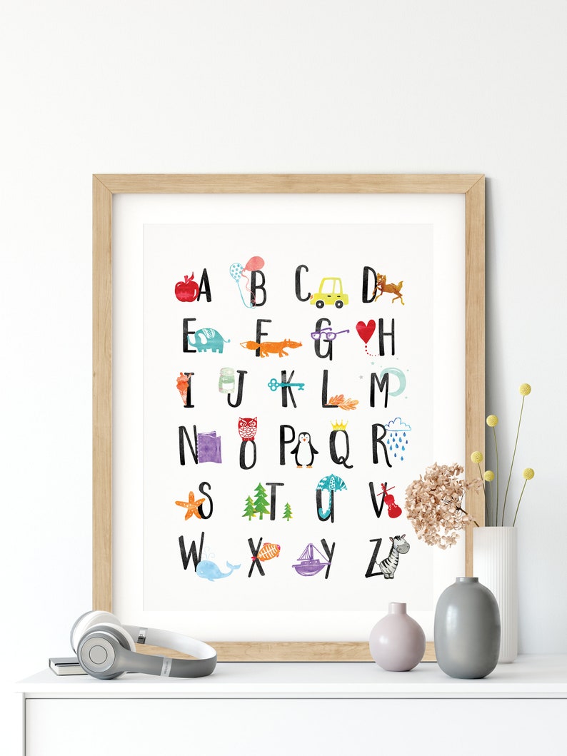 Alphabet Print, Alphabet Nursery Wall Art, Alphabet Poster ABC Wall Art Kids Room Decor Animal Nursery Decor Kids Wall Art Printable ABC Art image 3