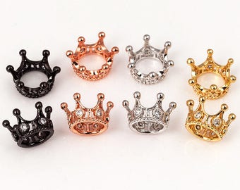 Micro Pave Crown Spacer Beads, Men Bracelet Charm, Men Bracelet Spacer Charm